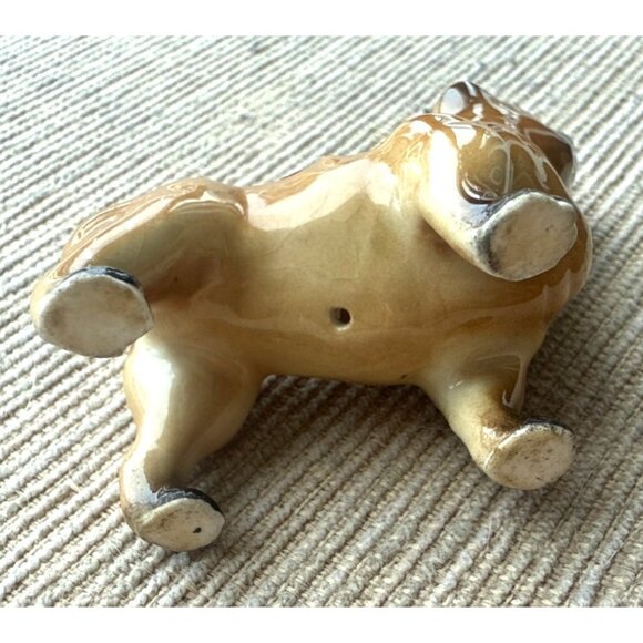 Vintage Brown Ceramic Dog bulldog Figurine Made In Japan 2” - Picture 4 of 5